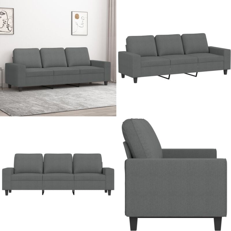 3-Sitzer-Sofa Dunkelgrau 180 cm Stoff - 3-Sitzer Sofa - Grau Sofa - Wohnzimmersofa - Couchtisch - Gemütliches Sofa - Home & Living