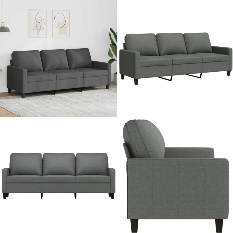 3-Sitzer-Sofa Dunkelgrau 180 cm Stoff - 3-Sitzer Sofa - Grau Sofa - Wohnzimmersofa - Ecksofa - Couchtisch - Home & Living