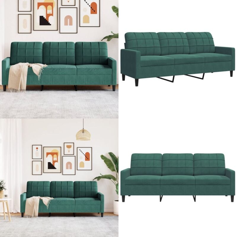 3-Sitzer-Sofa Dunkelgrün 180 cm Samt - Samtsofa - 3-Sitzer Sofa - Wohnzimmersofa - Modernes Sofa - Dunkelgrünes Sofa - Home & Living