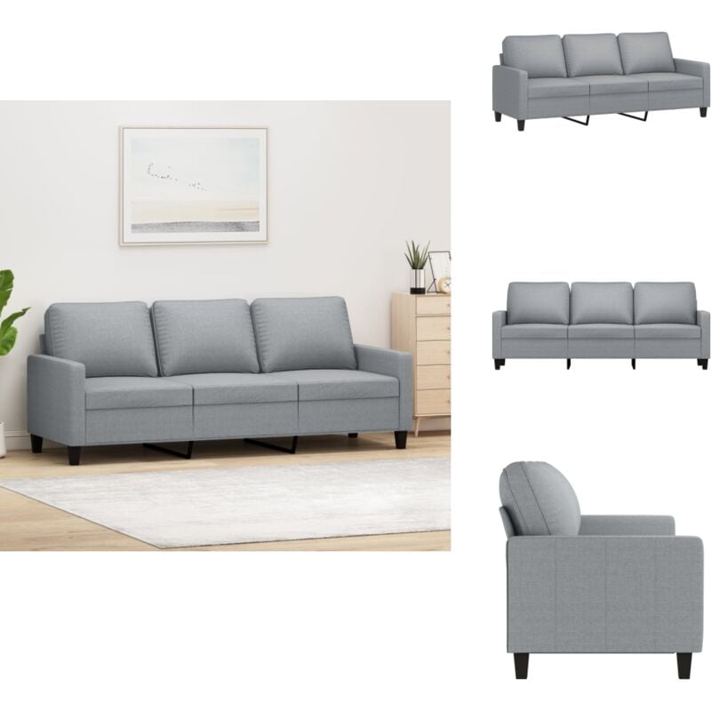 3-Sitzer-Sofa Hellgrau 180 cm Stoff - 3-Sitzer Sofa - Couch - Wohnzimmersofa - Grau Sofa - Modernes Sofa
