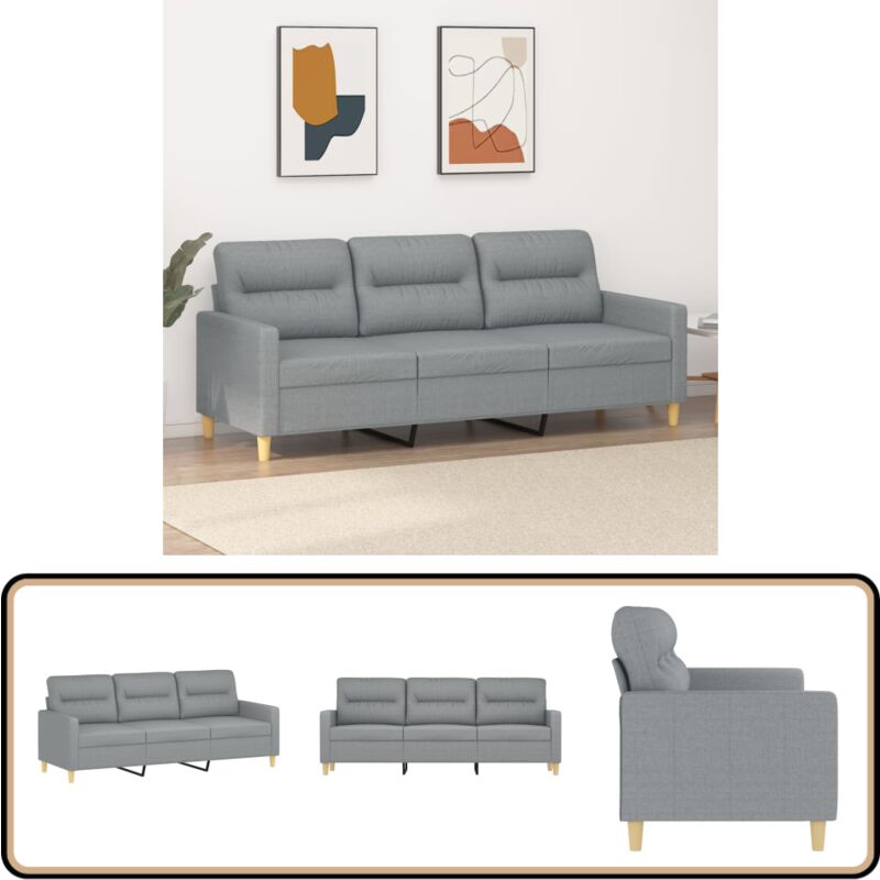 3-Sitzer-Sofa Hellgrau 180 cm Stoff - 3-Sitzer-Sofa - Wohnlandschaft - Grau Sofa - Couchtisch - Gemütliches Sofa