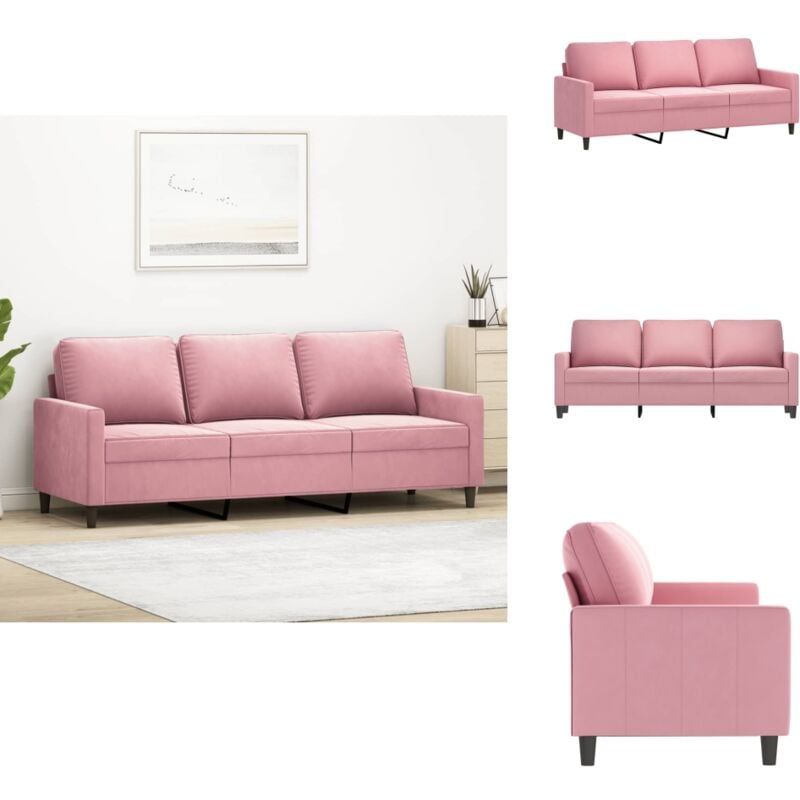 Vidaxl - 3-Sitzer-Sofa Rosa 180 cm Samt - Samtsofa - Rosa Sofa - Wohnzimmersofa - 3er Sofa - Couch