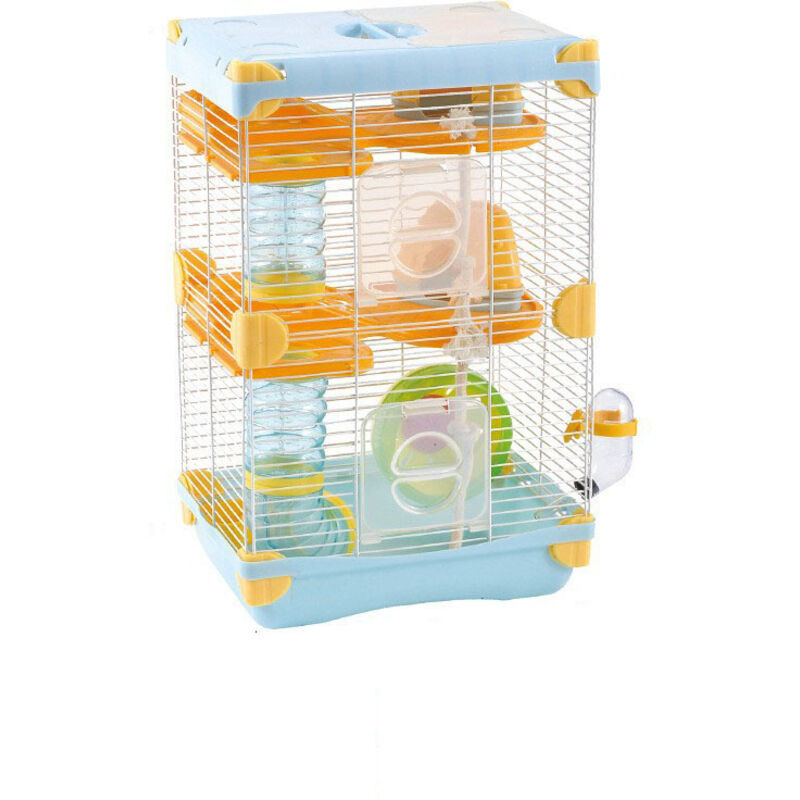 3-stöckiger Hamsterkäfig, 27,5 x 20,5 x 42,5 cm, Lebensraum für Kleintiere mit Spielröhren, Haus, separate Fächer