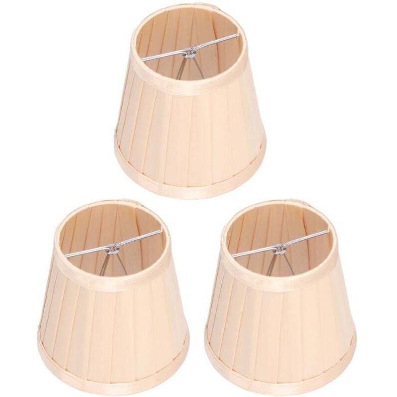 3 Stück E14 Stoff-Lampenschirm zum Anklipsen, Stoff-Lampenabdeckung für Kronleuchter, Wandleuchter, Bürodekor (Hellgold)