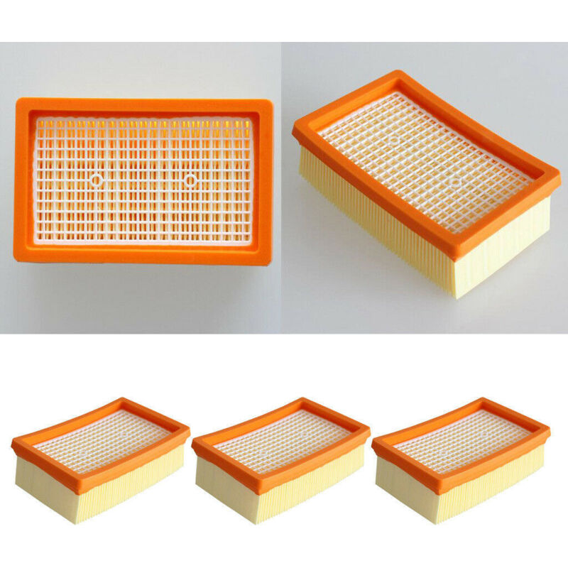 3 Stück Flachfaltenfilter für Kärcher Staubsauger, Filter kompatibel mit Kärcher Staubsauger WD4, WD5, WD6, MV4, MV5, MV6, Ersatz-Flachfaltenfilter