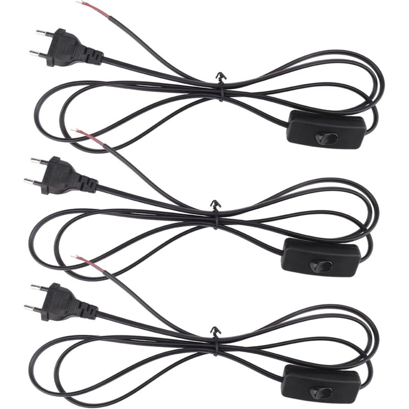 3 Stück Kabel mit Stecker,Anschlusskabel mit Stecker,1,8m Kabel mit Schalter und Stecker,Kabel mit Schalter,Stecker mit Schalter,Geeignet für Lampen,
