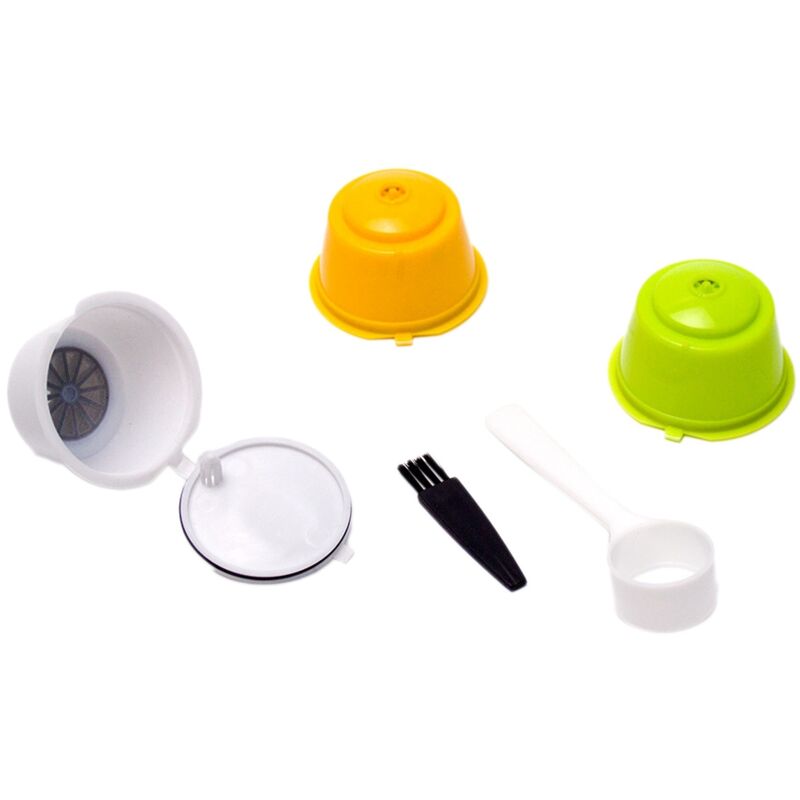 Tlily - 3 StüCk Kaffeekapseln NachfüLlbare Pods Wiederverwendbarer Universal-Kaffeefilter mit LöFfelbüRste für a