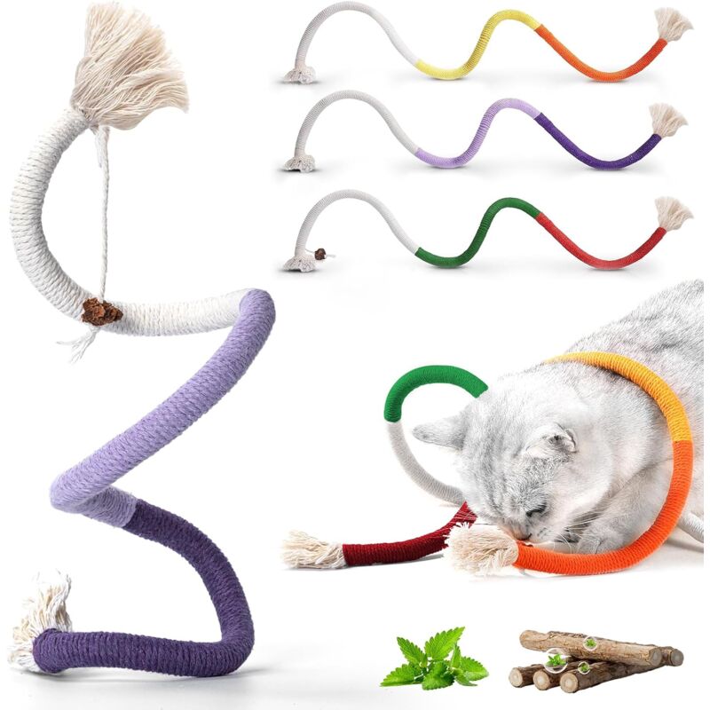 3 Stück, Katzenspielzeug, Kätzchen-Beißspielzeug, 70 cm Seil-Katzenspielzeug, Katzen-Kauspielzeug, interaktives Katzenspielzeug