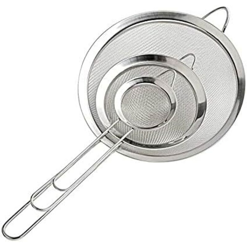 3 STÜCKE 7/12/18 CM Feinmaschiges Sieb/Netzsieb mit Griff Küchensieb zum Abtropfen von Nudeln/Reis/Gemüse/Eiweiß usw.