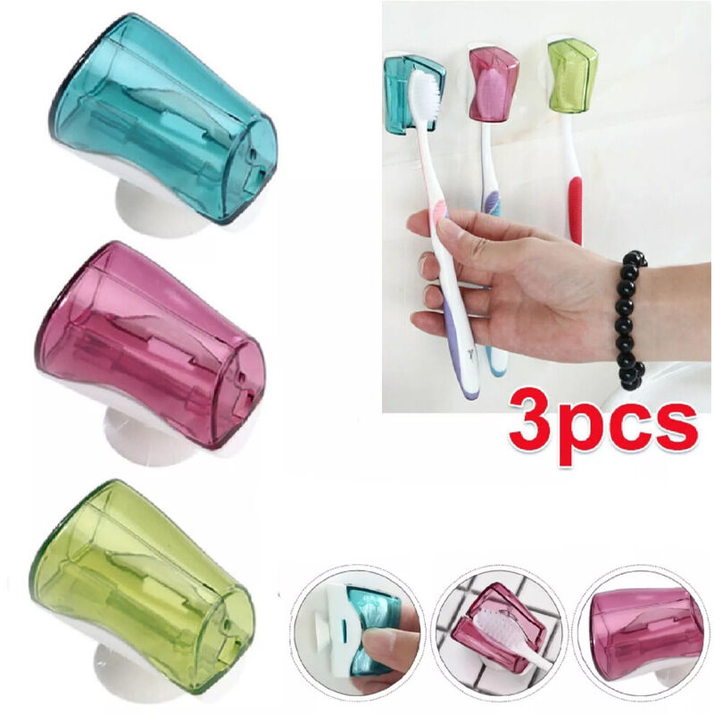 Linghhang - 3 stücke Wand Montiert Zahnbürste Fall Bad Saugnapf Staub Abdeckung Zahnbürste Halter