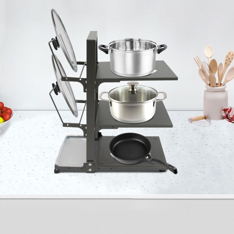 3-stufige Aufbewahrung für Töpfe und Schüsseln Verstellbare Aufbewahrung für Töpfe und Schüsseln für die Küche Platzsparende Aufbewahrung
