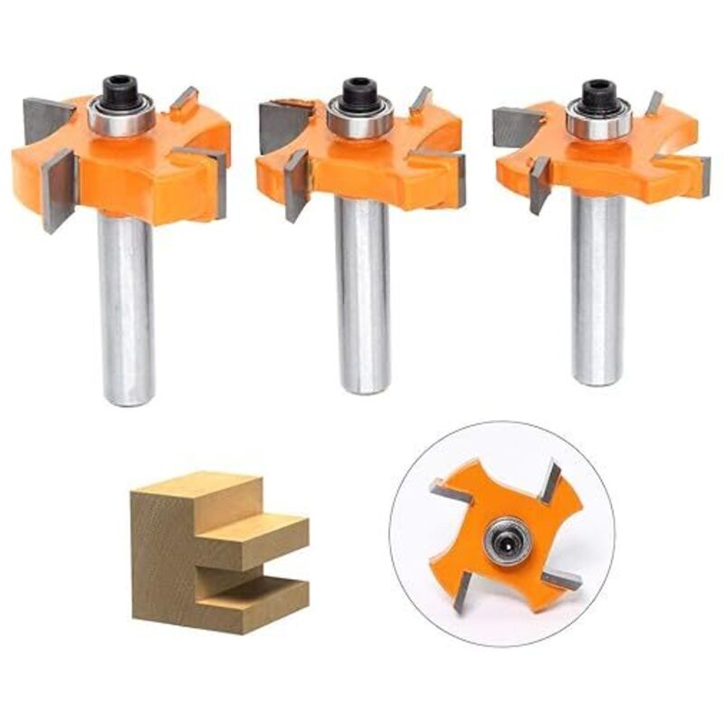 3-teiliger Nut- und Federschneider, 4 Klingenkugeln, 8-mm-Schaft t – Holzschneider, Holzbearbeitungswerkzeuge für Türen, Tische, Regale, Wände und