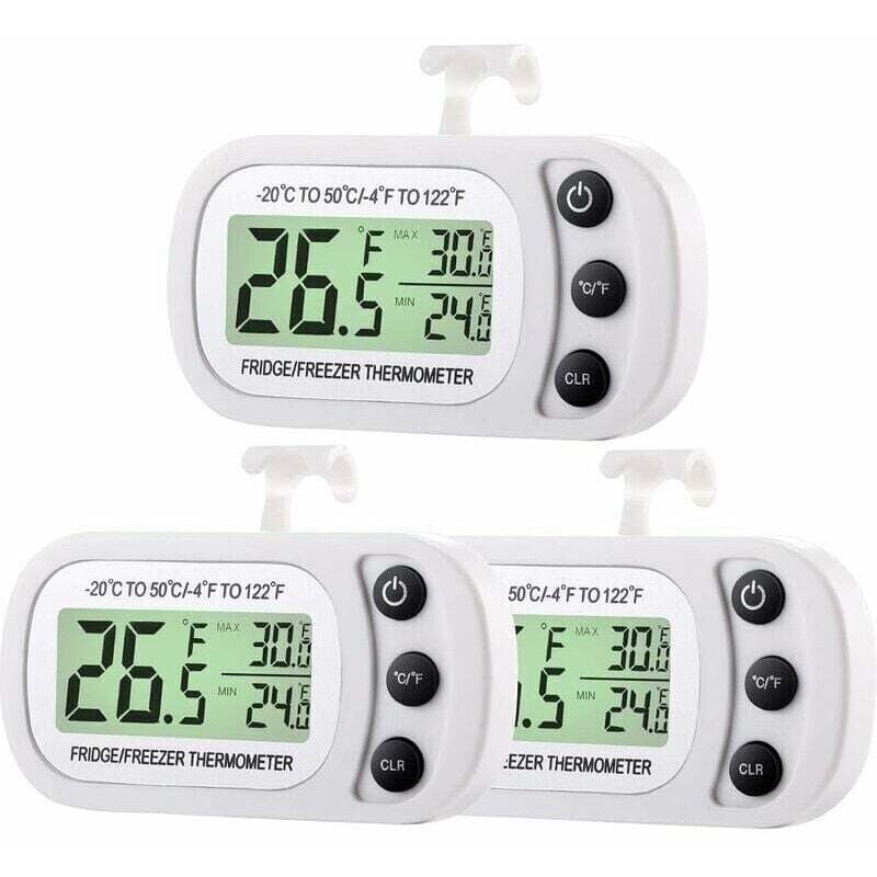 3-teiliges digitales Kühlschrank-/Gefrierschrank-Thermometer-Set, wasserdichtes Kühlschrank-Raumthermometer mit