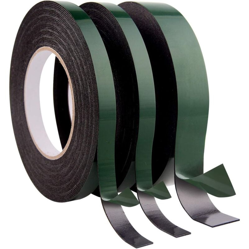 Memkey - 3-teiliges doppelseitiges Klebeband, extra starkes doppelseitiges Klebeband, wasserdichtes Montageband für Kfz-Kennzeichen, 10 m pro Rolle