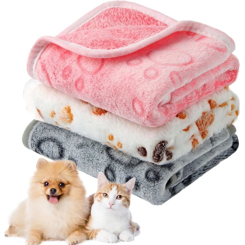 3-teiliges Hunde- und Katzendecken-Set, weiche Flanelldecken für Hunde und Katzen, Plüsch- und waschbare Hunde- und Katzendecke, Haustierdecken mit