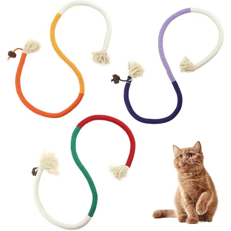 3-teiliges Katzen-Beißseil-Spielzeug, Kätzchen-Beißseil-Spielzeug, Katzenspielzeug-Beißseil, Katzen-Zähne reinigen und Stress abbauen, Katzen-Beißseil