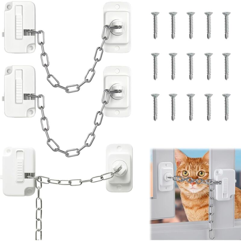 3-teiliges Kindersicherungs-Fensterset, bohrfreie Fenstersicherung, selbstklebende Kindersicherungen, geeignet für Kühlschränke,
