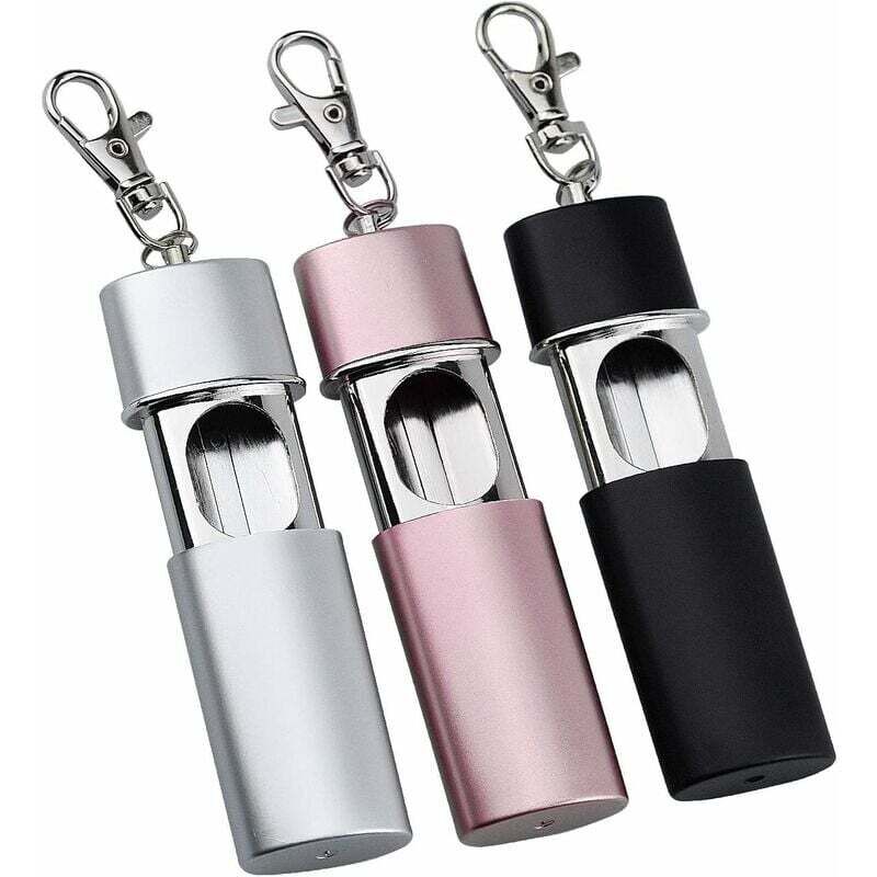 3-teiliges Mini-Taschenaschenbecher-Set, tragbarer Aschenbecher mit Schlüsselanhänger für den Außenbereich, Schwarz, Roségold, Silber – Fei Yu