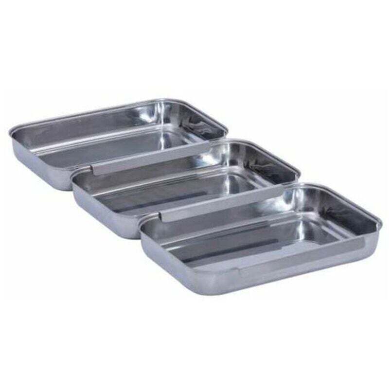 3-teiliges Panierset aus Edelstahl, bestehend aus Edelstahlschalen für Mehl, Ei und Paniermehl, spülmaschinenfest, Edelstahl, 15,7 x 3,2 x 22 cm,