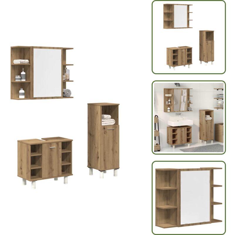 3-tlg. Badmöbel-Set Artisan-Eiche Holzwerkstoff - Badmöbel Set - Badmöbel Sets - Badmöbelset - Badmöbel