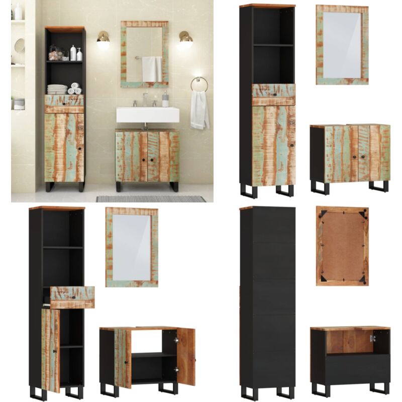3-tlg. Badmöbel-Set Massives Altholz - Badezimmermöbel - Badmöbel Set - Altholzmöbel - Holzmöbel - Spiegelschrank - Home & Living