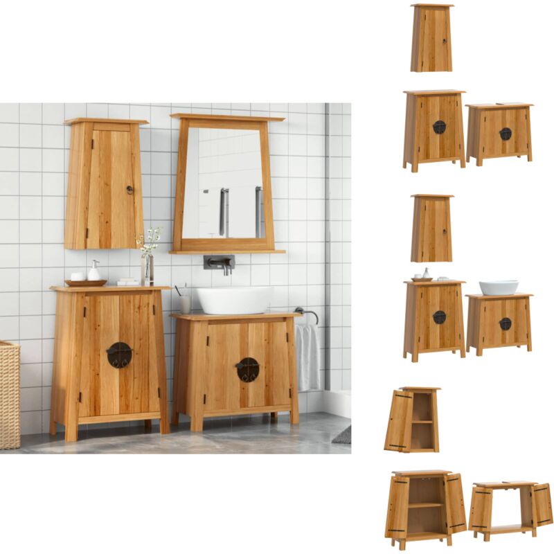 3-tlg. Badmöbel-Set Massivholz Kiefer - Badmöbel - Badschränke - Kiefernholzmöbel - Vintage Badezimmer - Badezimmer Einrichtung
