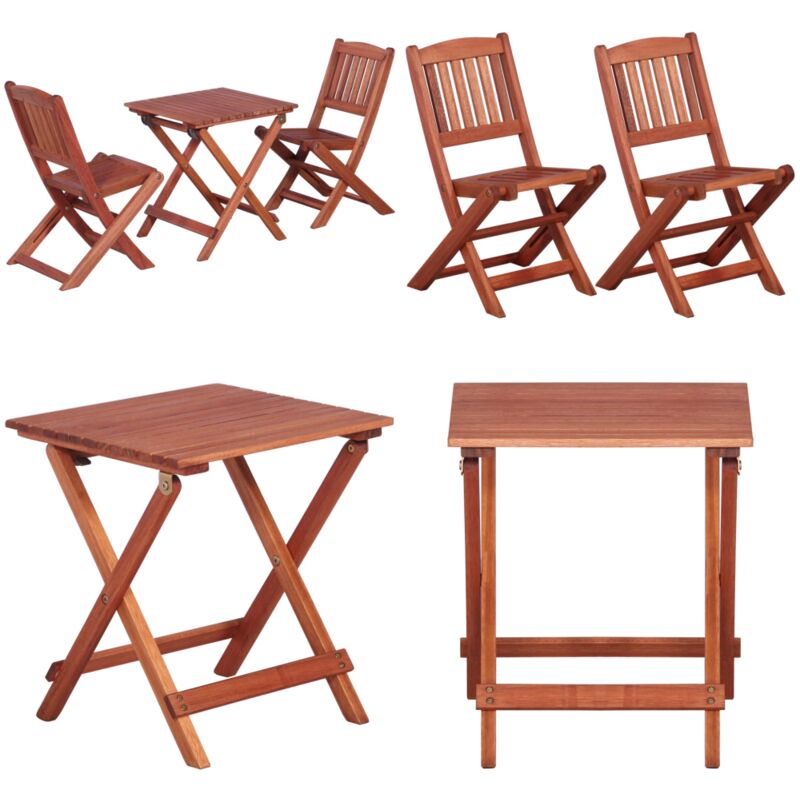 3-tlg. Bistro-Set für Kinder Massivholz Eukalyptus - Kindermöbel - Bistro Set - Gartentisch - Gartenstühle - Holzmöbel - Home & Living
