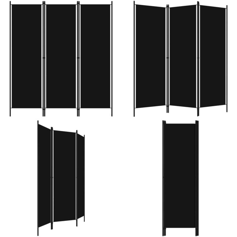 3-tlg. Raumteiler Schwarz 150x180 cm - Raumteiler - Zimmerabtrennung - Sichtschutz - Schwarz - Textil - Home & Living