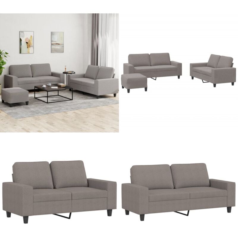 3-tlg. Sofagarnitur Taupe Stoff - Couchgarnitur - Esszimmertisch - Wohnzimmer Dekoration - Gemütliches Sofa - Modernes Sofa - Home & Living