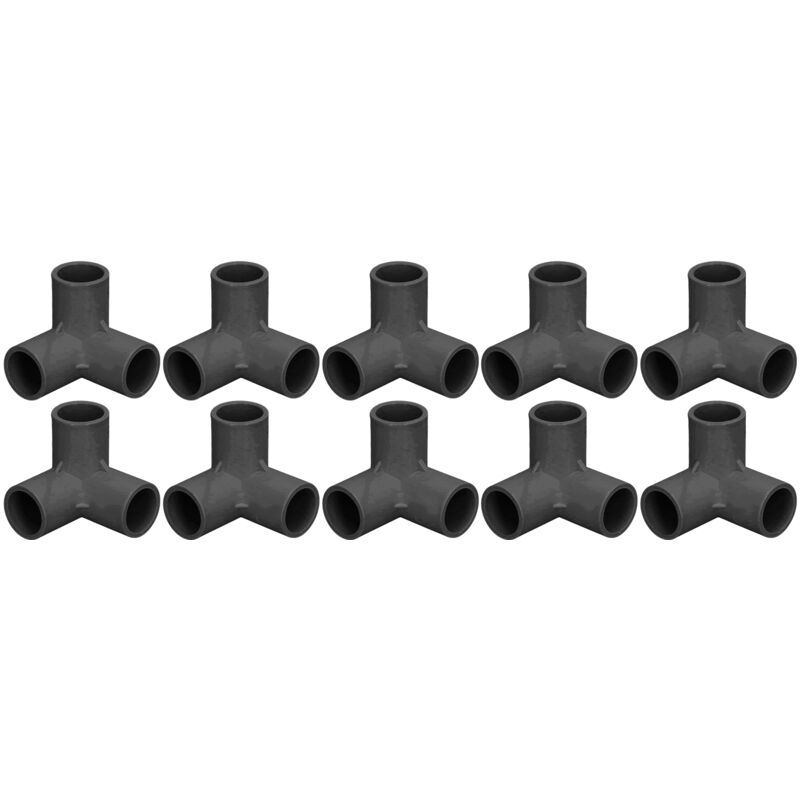 3-Wege-PVC-Fittings, 10 Stück, robuste T-Winkel-Fittings, PVC-Rohrverbinder für Wasserleitungen, Möbel, Gewächshäuser und Zelte, 25 mm