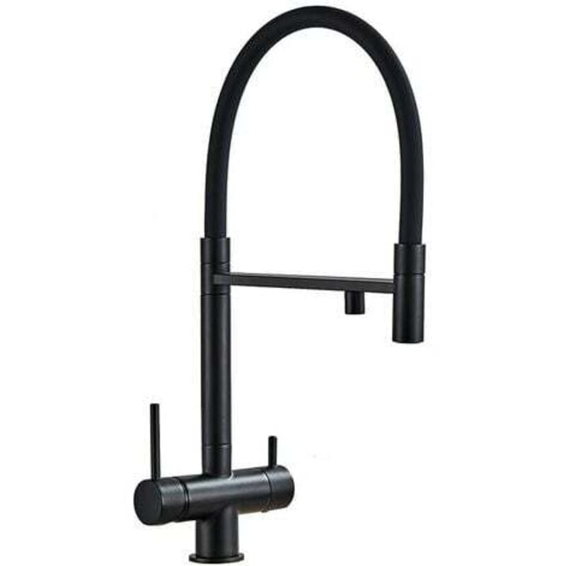 3-Wege-Umkehrosmose-Armatur, ausziehbar, formschön, drehbar von Rosmmel aus der Helios-Serie Schwarz