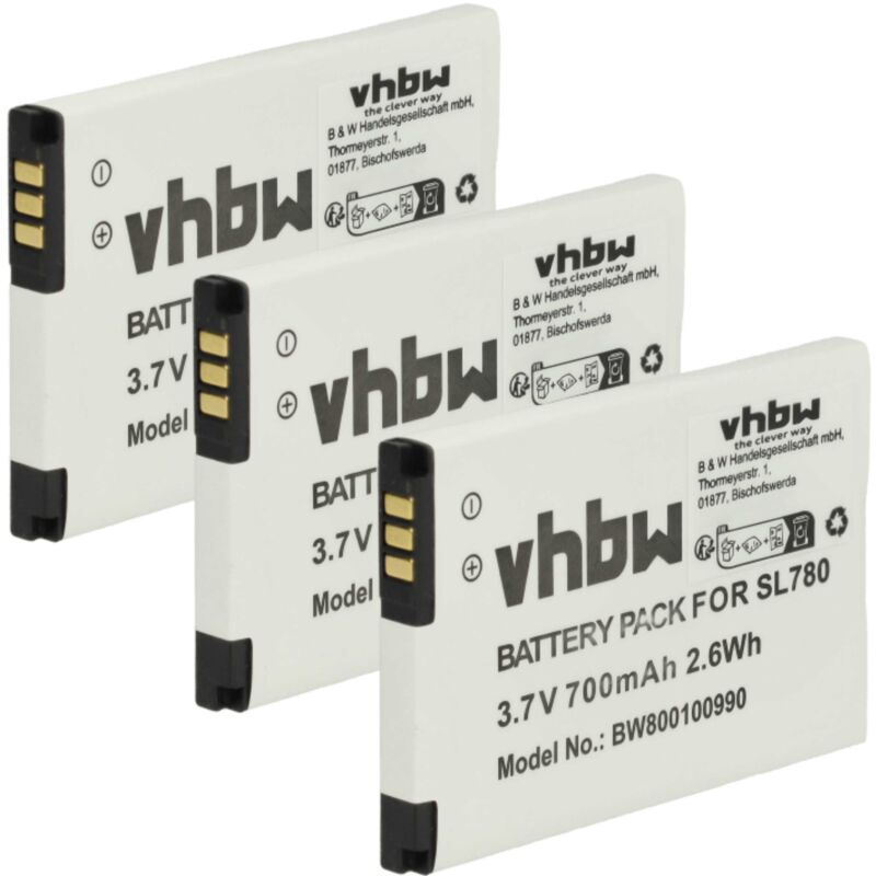 Vhbw - 3x Akku kompatibel mit Gigaset Premium 300HX schnurlos Festnetz Telefon (700 mAh, 3,7 v, Li-Ion)
