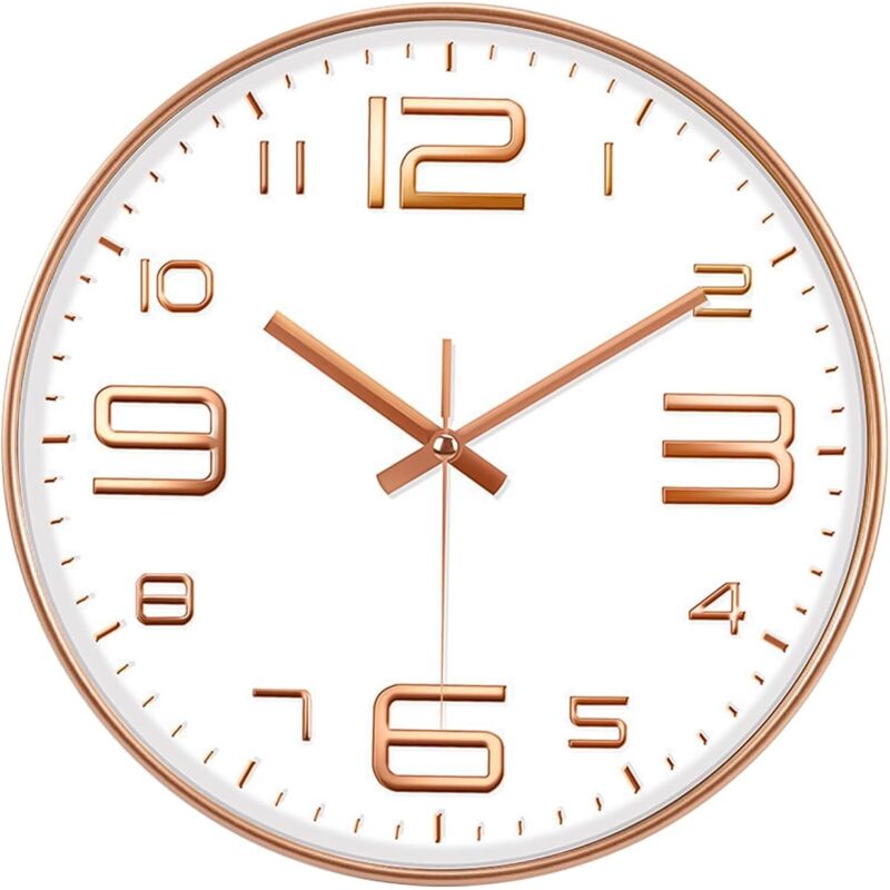 30 cm Wanduhr mit Ziffern, geräuschlose Wanduhr, Kunststoff, Pendelwanduhr, Quarz-Wanduhr, geräuschlos, für Wohnzimmer, Schlafzimmer, Büro,