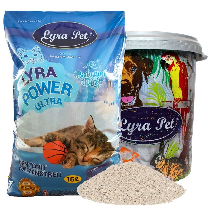 Lyra Pet - 15 Liter ® Lyra Power ultra excellent Katzenstreu Bentonit in 30 l Tonne