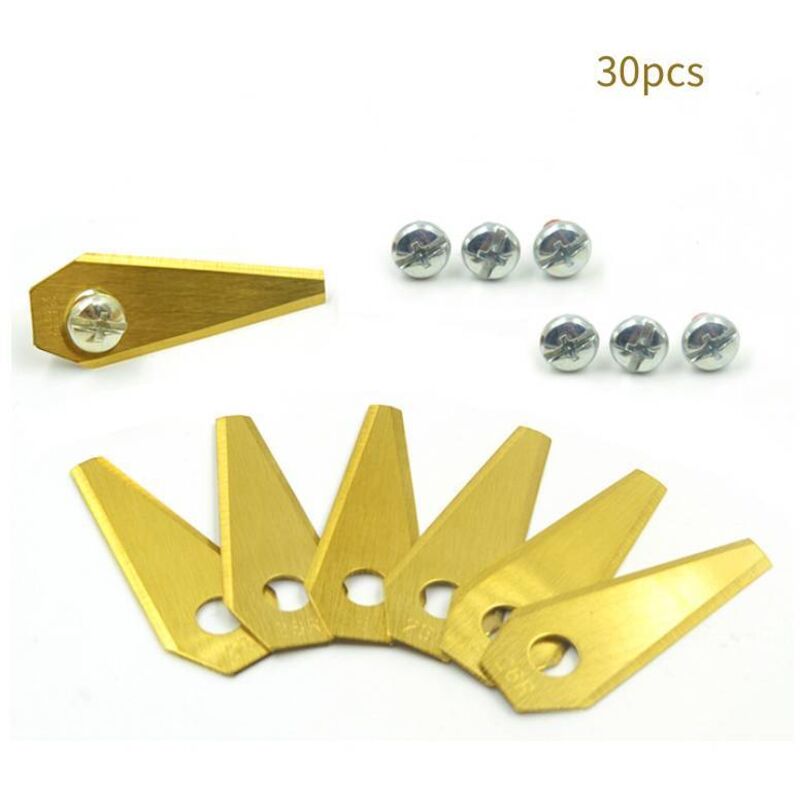 30 Ersatzklingen + 30 Schrauben - Ersatzklingen für Bosch Indego Mähroboter - Klingenstärke 1mm, passend für Mähroboter -