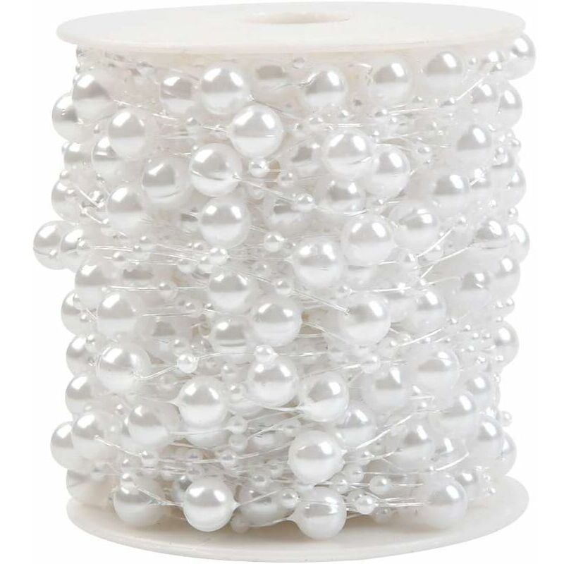 30 m Perlengirlande, Perlendraht, weißer Kronendraht mit weißen Perlen, Perlenseil, Drahtschnur, Perlen, Hochzeit, Armbänder, Dekoration,