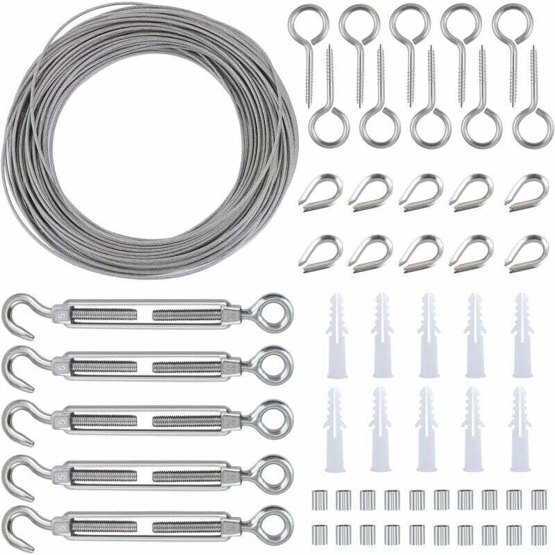 30 m robustes Gartenzaun-Set aus Edelstahl mit PVC-Beschichtung, Ösenschrauben, Drahtspanner und Haken – Fei Yu