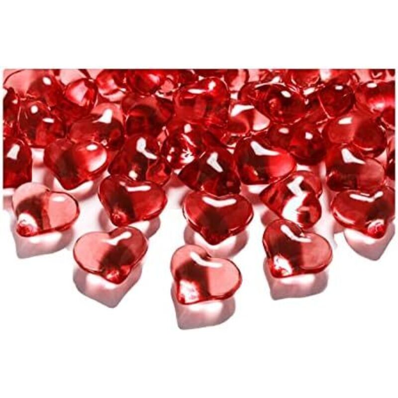 30 rote große Deko - Herzen - leuchtende Dekosteine aus Acryl - ca. 2cm x 2cm - Tau-Tropfen - Tischdekoration, Hochzeit, Verlobung, Taufe von
