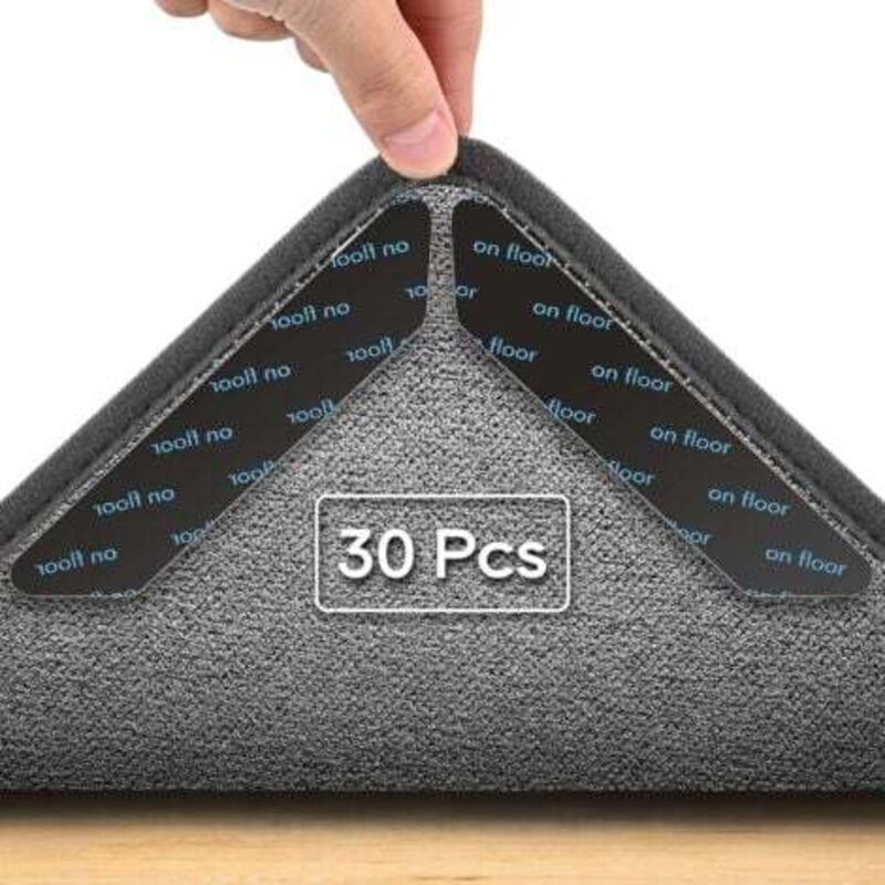 30 Stück Antirutsch-Aufkleber für Teppiche, Antirutsch-Clips für Teppiche, wiederverwendbar, geeignet für Böden, doppelseitige Befestigung