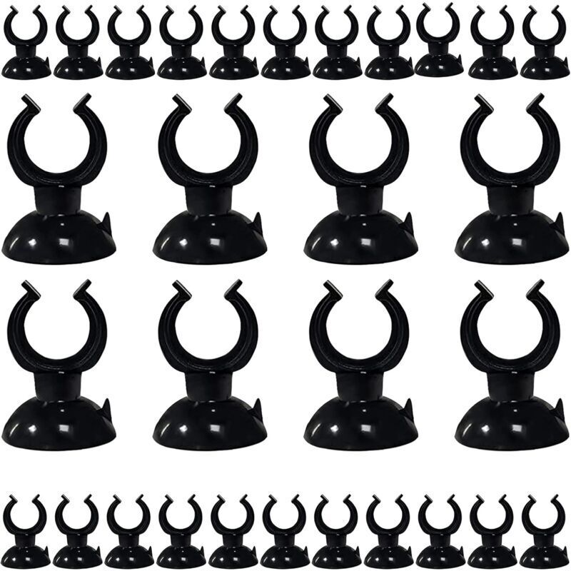 30 Stück Aquarium-Saugnapf (schwarz), umweltfreundliche PVC-Aquarium-Saugnapf-Clips für Warmwasserbereiter, Thermometer, Aquarium-Wasserschlauch