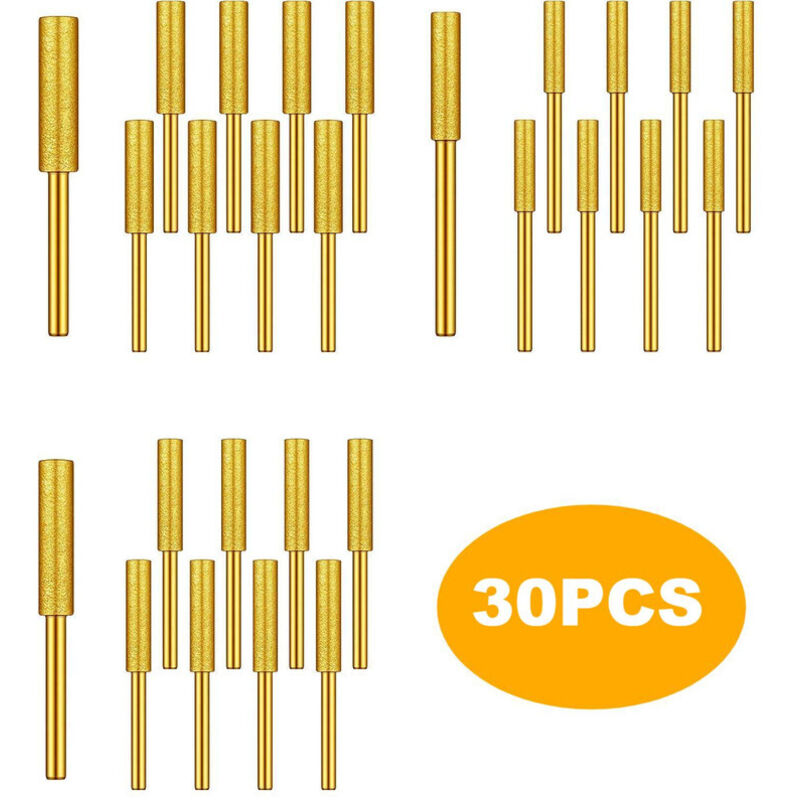 30 Stück Diamant-Kettensägen-Bits mit hoher Härte, titanbeschichtete Räder, Schleifwerkzeug für elektrische Kettensägen, Schmucksteine, 5/32, 3/16,