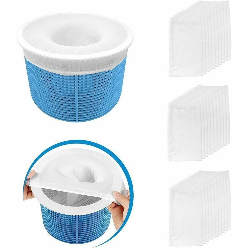 30 Stück Pool-Skimmer-Socken, perfekte Filterschoner, Pool-Skimmer-Socken für Filter-Skimmer-Korb, ultrafeine Netz-Siebauskleidung für Pool-Korb