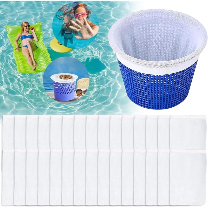 30 Stück Skimmer-Socken für Pool-Skimmer, Socken für Filter-Skimmer, Pool-Vorfilter, elastisches Nylon, wiederverwendbare Pool-Filtersocken zum