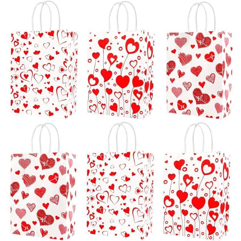 30 Stück Valentinstag-Geschenktüten aus Papier für Süßigkeiten, Pralinen, Geschenke, Kuchen, Kaffee, Valentinstag-Partydekoration