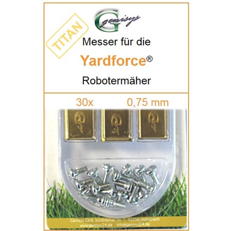 Genisys - 30 Titan Ersatz-Messer Qualitäts-Klingen 0,75mm für florabest Mähroboter