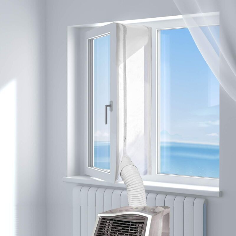 300 cm Fensterdichtungstuch für mobile Klimageräte und Wäschetrockner – Kompatibel mit allen mobilen Klimageräten, einfache Installation