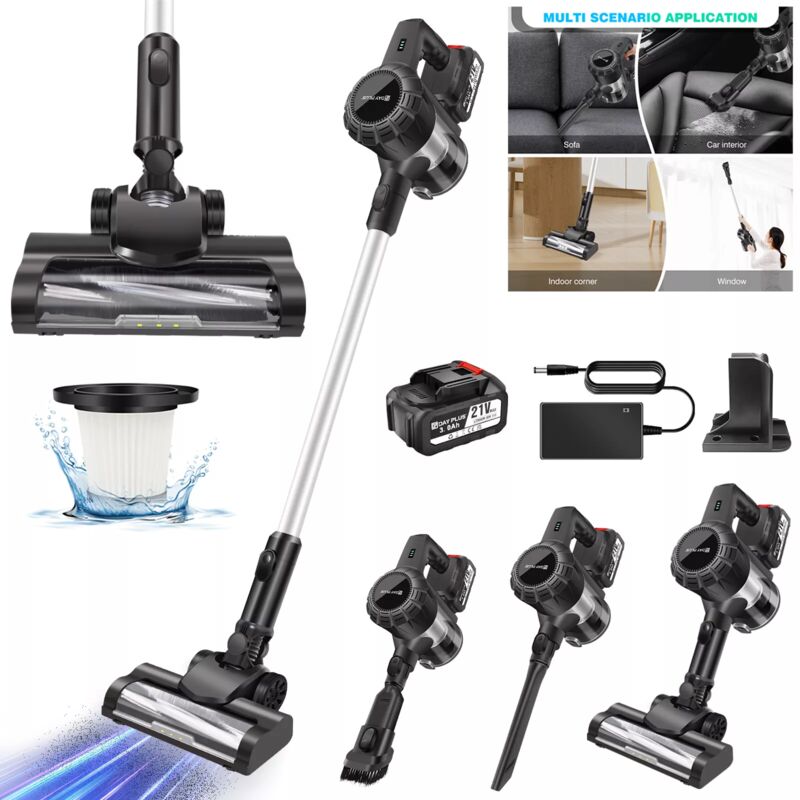 30000pa Staubsauger Akku 6 IN 1 mit Wischfunktion Handstaubsauger 3600W kabellos