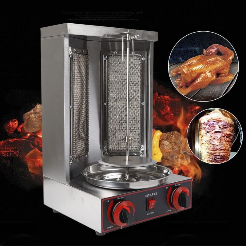 3000W Gas Doner Kebab Machine bbq Döner Edelstahl grill Grillmaschine Tischgrill Dönergrill Vertikalgrill für Gegrillt Huhn, Lamm, Rindfleisch,