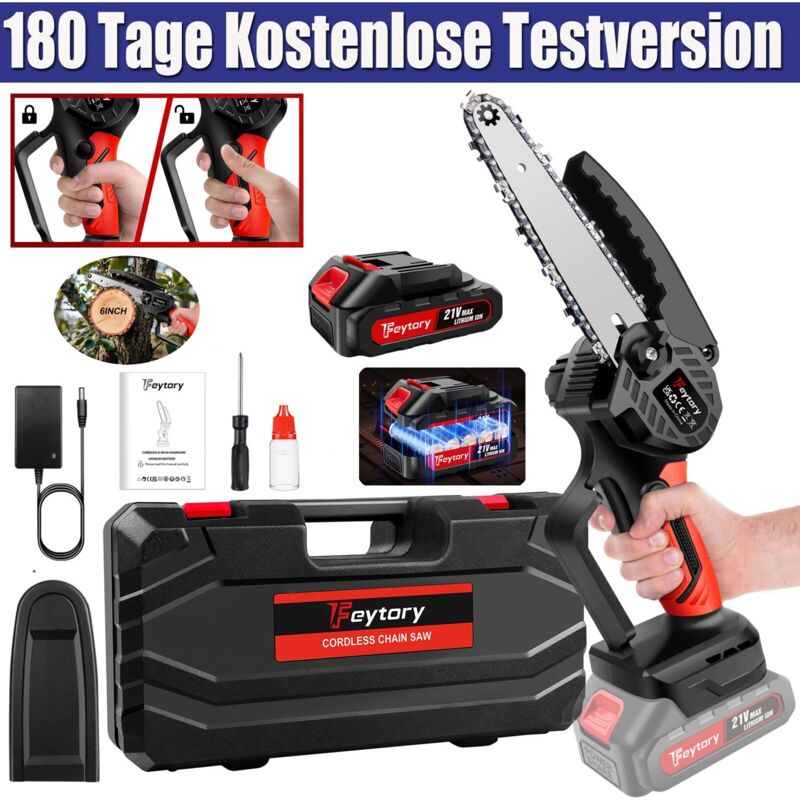 3000W PRO. 6 Zoll Akku-Kettensäge Motorsäge Elektro-Kettensäge Baumsäge +zubehör