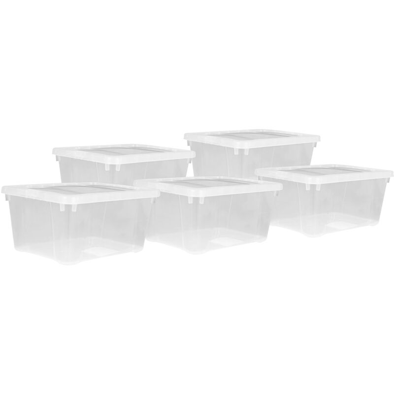 Kunststoff Aufbewahrungsbox transparent - 4,5 L / 5er Set - Universal Klasicht Box mit Deckel 37 x 26 cm - Multibox Lagerbox Sammelbox Organizer Box